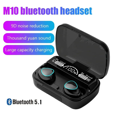 Wireless Earbuds, Bluetooth Headset, Bluetooth Headphones, Mic, Powerful Battery 3200mAh, USB Charger Box, LED Display.