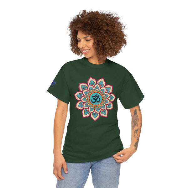 Floral Mandala T-shirt, OM symbol T-shirt, Heavy Cotton Tee, 7 different colours, 100% Cotton.