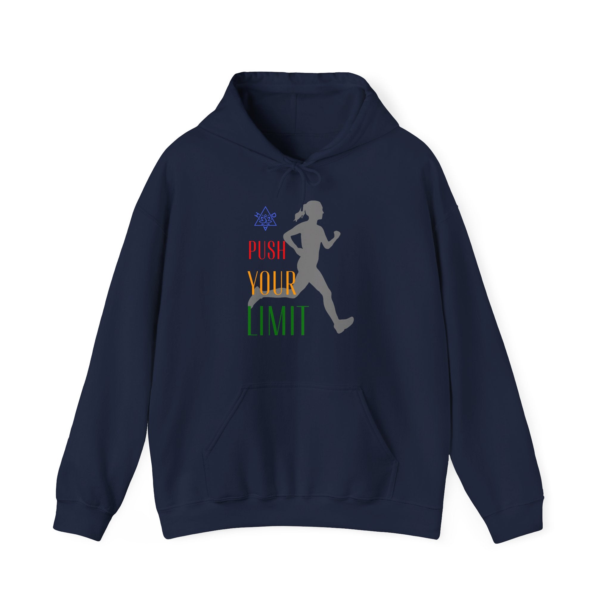 Push your limit Hoodie, Runner hoodie,  heavy blend hoodie with Kangaroo pocket, 5 Colours, 50% Cotton and 50% Polyester.