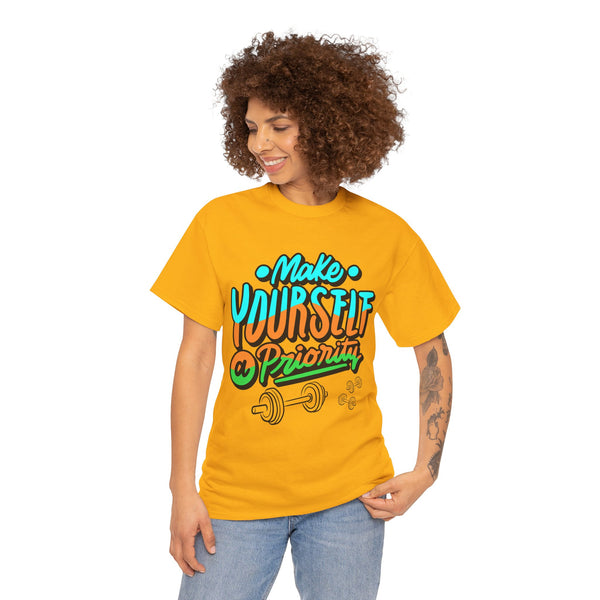 Make yourself a priority T-shirt, Gym T-shirt Heavy Cotton Tee, 8 colours, different sizes, Top Quality cotton, AU warehouse