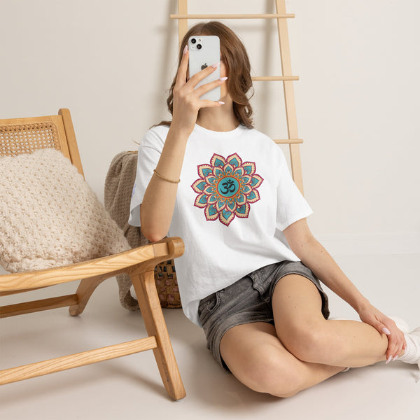 Floral Mandala T-shirt, OM symbol T-shirt, Heavy Cotton Tee, 7 different colours, 100% Cotton.