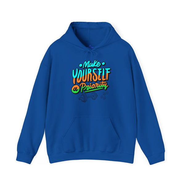 Make yourself a priority Hoodie, Gym Hoodie, Heavy Blend™ Hooded Sweatshirt, Kangaroo pocket, 6 colours, AU warehouse.