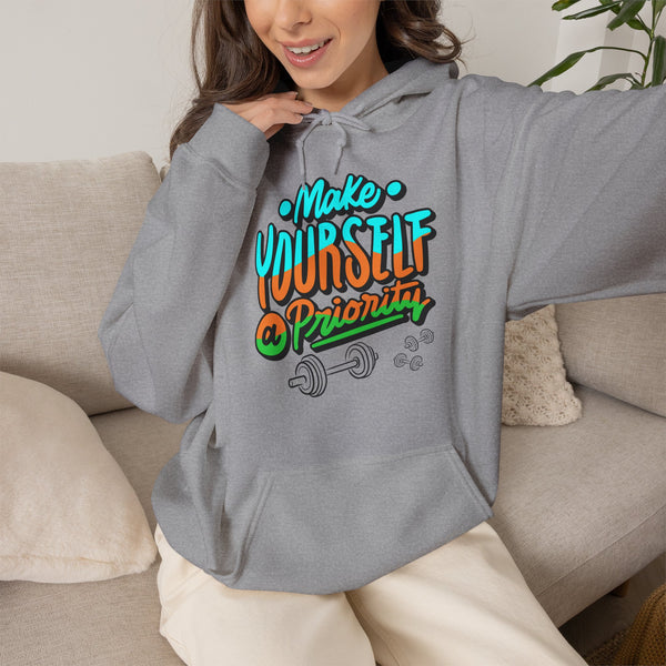 Make yourself a priority Hoodie, Gym Hoodie, Heavy Blend™ Hooded Sweatshirt, Kangaroo pocket, 6 colours, AU warehouse.