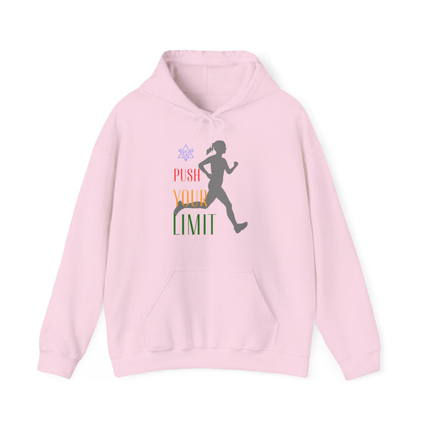 Push your limit Hoodie, Runner hoodie,  heavy blend hoodie with Kangaroo pocket, 5 Colours, 50% Cotton and 50% Polyester.