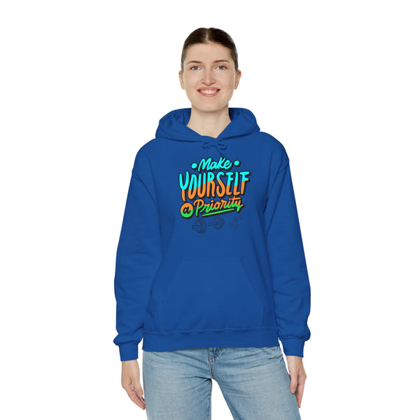 Make yourself a priority Hoodie, Gym Hoodie, Heavy Blend™ Hooded Sweatshirt, Kangaroo pocket, 6 colours, AU warehouse.