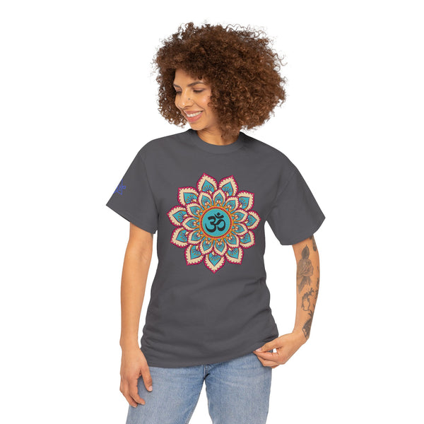 Floral Mandala T-shirt, OM symbol T-shirt, Heavy Cotton Tee, 7 different colours, 100% Cotton.