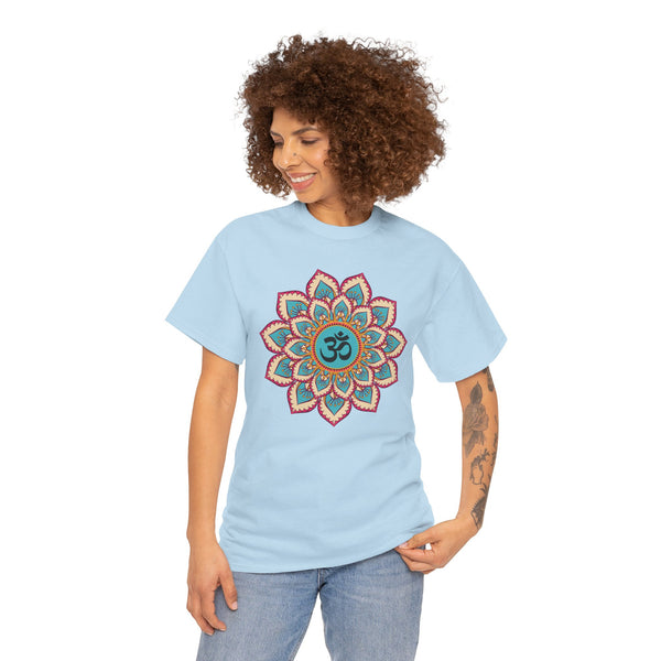 Floral Mandala T-shirt, OM symbol T-shirt, Heavy Cotton Tee, 7 different colours, Top quality Cotton.