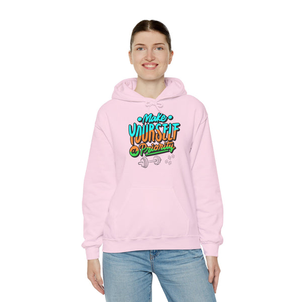 Make yourself a priority Hoodie, Gym Hoodie, Heavy Blend™ Hooded Sweatshirt, Kangaroo pocket, 6 colours, AU warehouse.