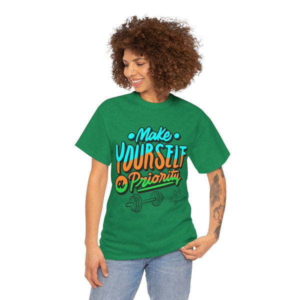 Make yourself a priority T-shirt, Gym T-shirt Heavy Cotton Tee, 8 colours, different sizes, Top Quality cotton, AU warehouse