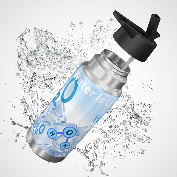 Water Bottle or Favourite beverage, Drinking straw included, Stainless steel bottle, Gator Tumbler, 32oz (0.95L), US Post.
