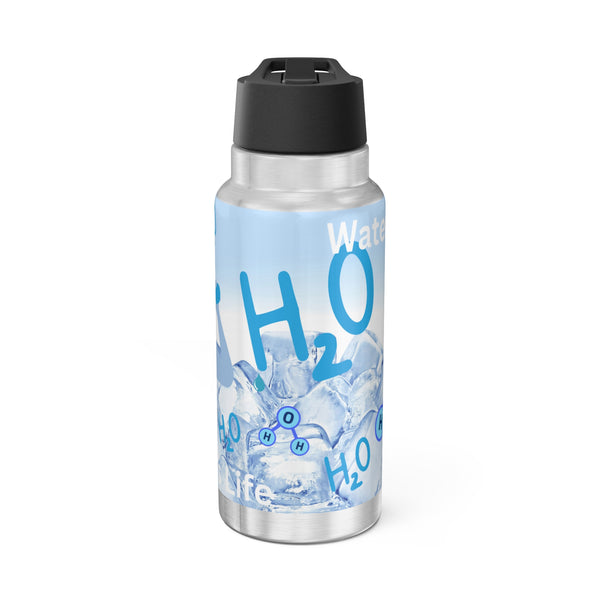 Water Bottle or Favourite beverage, Drinking straw included, Stainless steel bottle, Gator Tumbler, 32oz (0.95L), US Post.