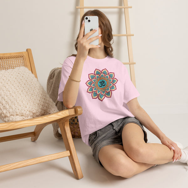 Floral Mandala T-shirt, OM symbol T-shirt, Heavy Cotton Tee, 7 different colours, 100% Cotton.