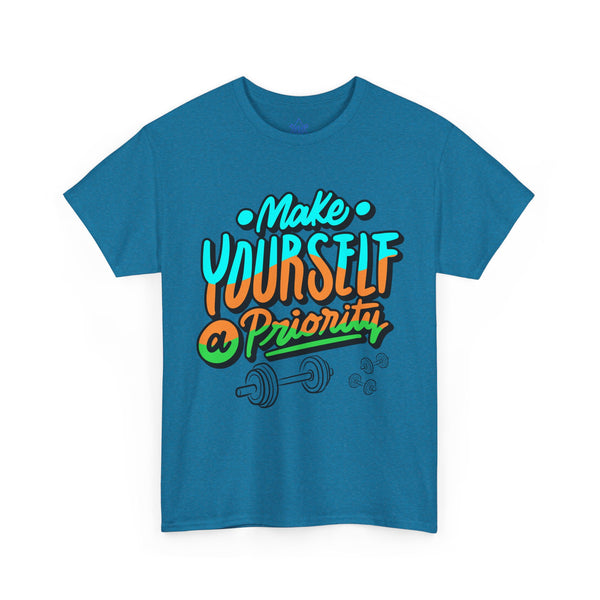 Make yourself a priority T-shirt, Gym T-shirt Heavy Cotton Tee, 8 colours, different sizes, Top Quality cotton, AU warehouse