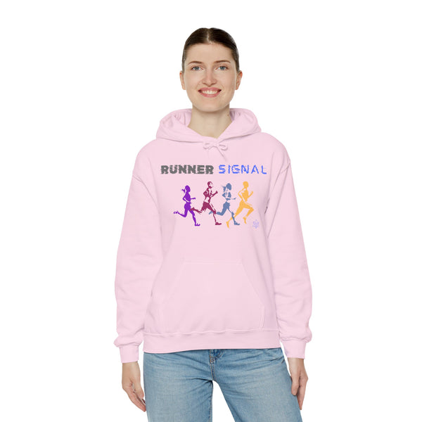 Runner signal hoodie,  Runner heavy blend hoodie with Kangaroo pocket, printed full colour, 6 colours, 50% Cotton and 50% Polyester.