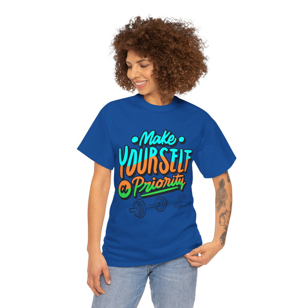 Make yourself a priority T-shirt, Gym T-shirt Heavy Cotton Tee, 8 colours, different sizes, Top Quality cotton, AU warehouse