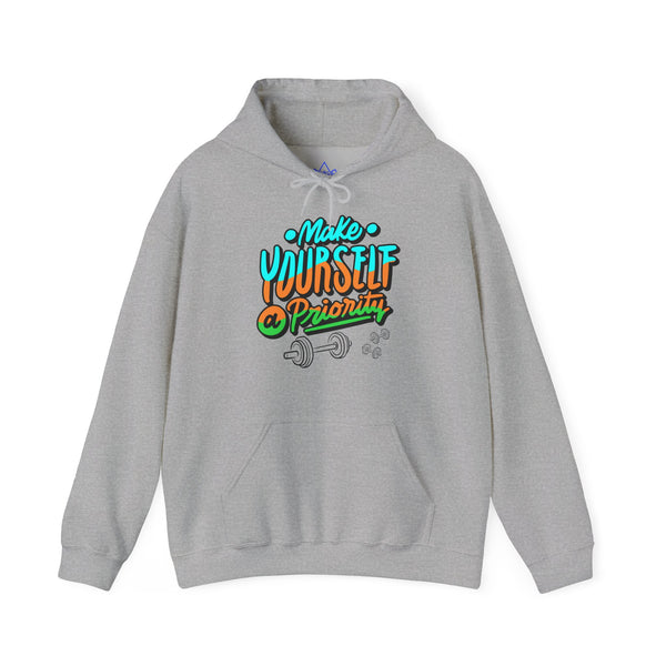 Make yourself a priority Hoodie, Gym Hoodie, Heavy Blend™ Hooded Sweatshirt, Kangaroo pocket, 6 colours, AU warehouse.