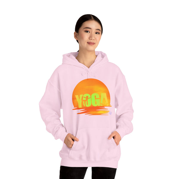 Yoga Sunset hoodie,  Yoga heavy blend hoodie with Kangaroo pocket, full colour, 6 colours, 50% Cotton and 50% Polyester, AUS-CAN-USA warehouse, local post.