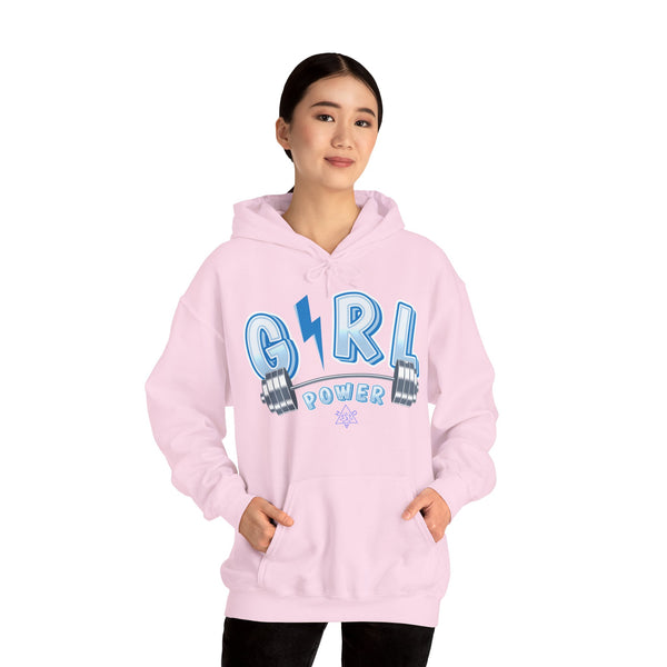 Girl Power hoodie,  Gym heavy blend hoodie with Kangaroo pocket, full colour, 6 colours, 50% Cotton and 50% Polyester.