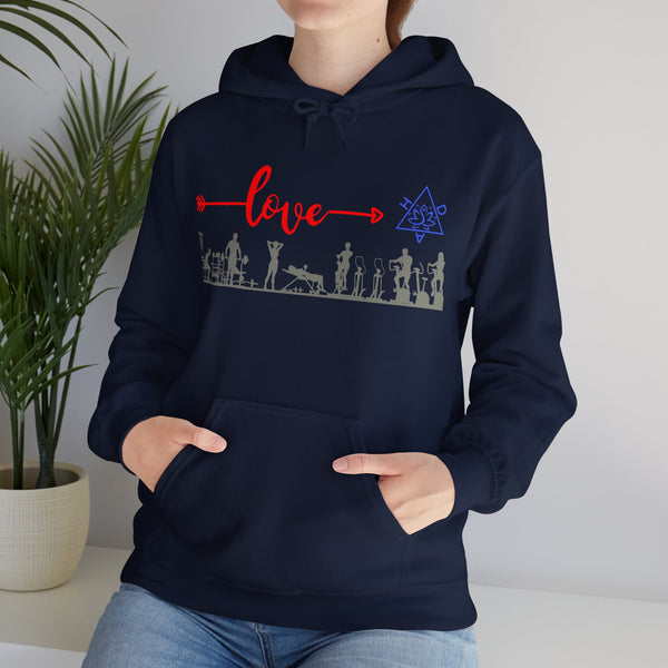 Love Gym Hoodie, Gym  Heavy Blend hoodie with Kangaroo pocket, 5 Colours, 50% Cotton and 50% Polyester.