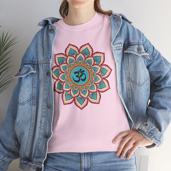 Floral Mandala T-shirt, OM symbol T-shirt, Heavy Cotton Tee, 7 different colours, Top quality Cotton.
