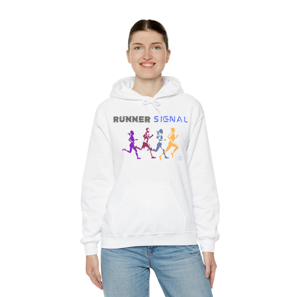 Runner signal hoodie,  Runner heavy blend hoodie with Kangaroo pocket, printed full colour, 6 colours, 50% Cotton and 50% Polyester.