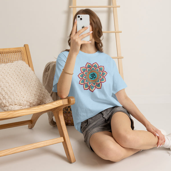 Floral Mandala T-shirt, OM symbol T-shirt, Heavy Cotton Tee, 7 different colours, 100% Cotton.