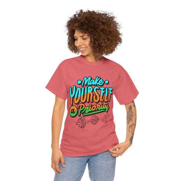 Make yourself a priority T-shirt, Gym T-shirt Heavy Cotton Tee, 8 colours, different sizes, Top Quality cotton, AU warehouse