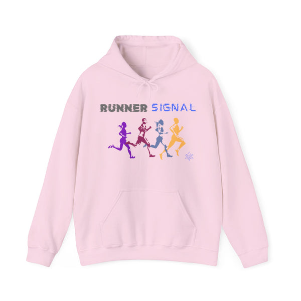 Runner signal hoodie,  Runner heavy blend hoodie with Kangaroo pocket, printed full colour, 6 colours, 50% Cotton and 50% Polyester.