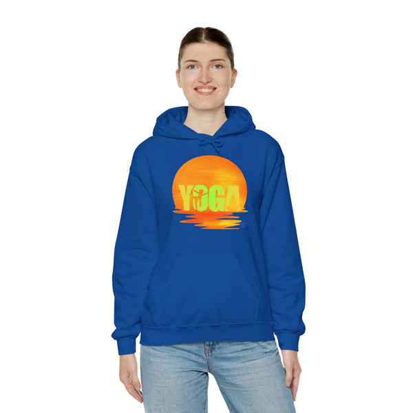 Yoga Sunset hoodie,  Yoga heavy blend hoodie with Kangaroo pocket, full colour, 6 colours, 50% Cotton and 50% Polyester, AUS-CAN-USA warehouse, local post.
