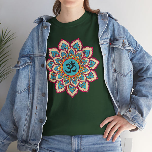 Floral Mandala T-shirt, OM symbol T-shirt, Heavy Cotton Tee, 7 different colours, Top quality Cotton.