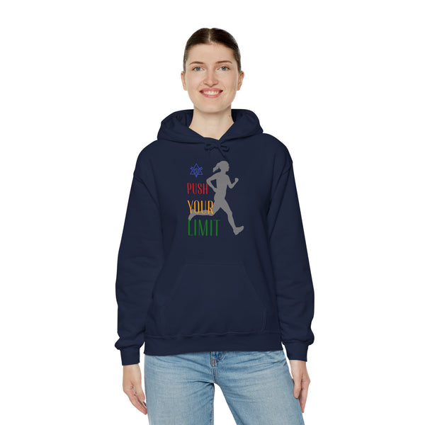 Push your limit Hoodie, Runner hoodie,  heavy blend hoodie with Kangaroo pocket, 5 Colours, 50% Cotton and 50% Polyester.
