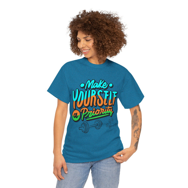 Make yourself a priority T-shirt, Gym T-shirt Heavy Cotton Tee, 8 colours, different sizes, Top Quality cotton, AU warehouse
