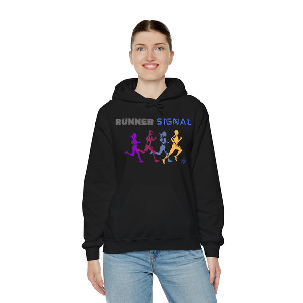 Runner signal hoodie,  Runner heavy blend hoodie with Kangaroo pocket, printed full colour, 6 colours, 50% Cotton and 50% Polyester.