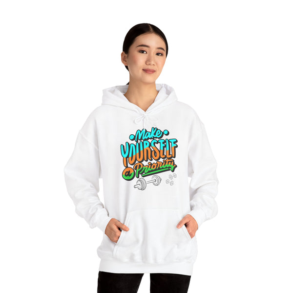 Make yourself a priority Hoodie, Gym Hoodie, Heavy Blend™ Hooded Sweatshirt, Kangaroo pocket, 6 colours, AU warehouse.