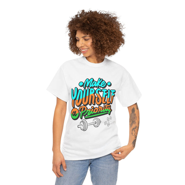 Make yourself a priority T-shirt, Gym T-shirt Heavy Cotton Tee, 8 colours, different sizes, Top Quality cotton, AU warehouse