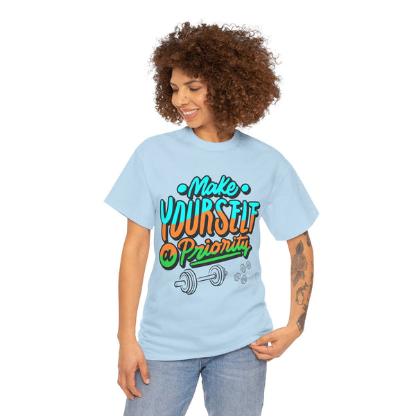 Make yourself a priority T-shirt, Gym T-shirt Heavy Cotton Tee, 8 colours, different sizes, Top Quality cotton, AU warehouse