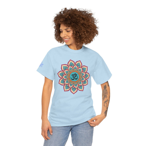 Floral Mandala T-shirt, OM symbol T-shirt, Heavy Cotton Tee, 7 different colours, 100% Cotton.