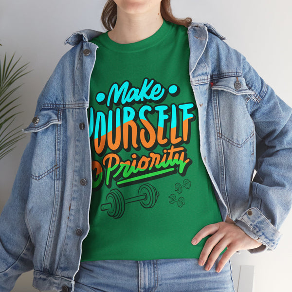 Make yourself a priority T-shirt, Gym T-shirt Heavy Cotton Tee, 8 colours, different sizes, Top Quality cotton, AU warehouse
