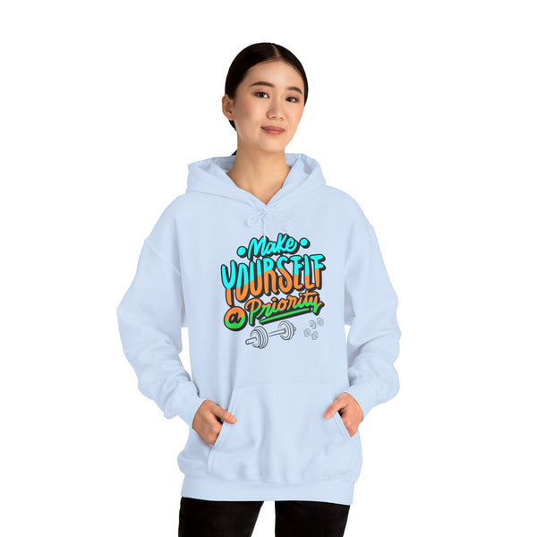 Make yourself a priority Hoodie, Gym Hoodie, Heavy Blend™ Hooded Sweatshirt, Kangaroo pocket, 6 colours, AU warehouse.