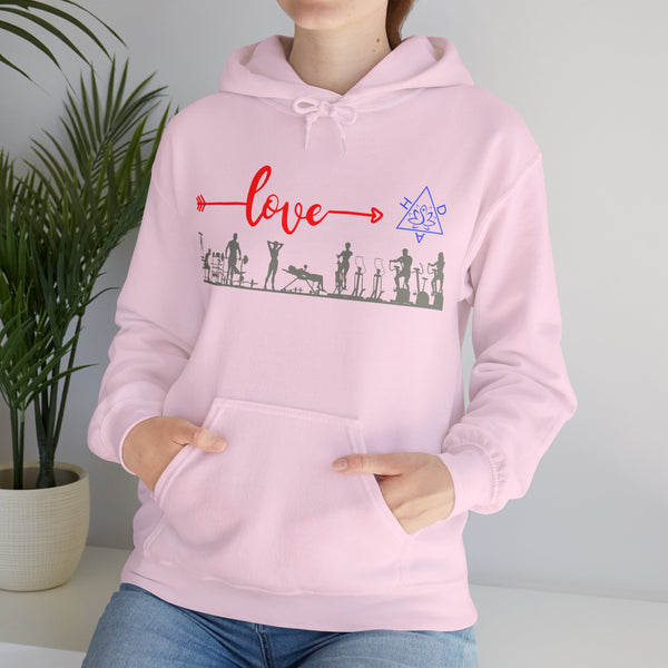 Love Gym Hoodie, Gym  Heavy Blend hoodie with Kangaroo pocket, 5 Colours, 50% Cotton and 50% Polyester.