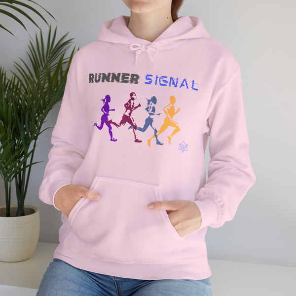 Runner signal hoodie,  Runner heavy blend hoodie with Kangaroo pocket, printed full colour, 6 colours, 50% Cotton and 50% Polyester.