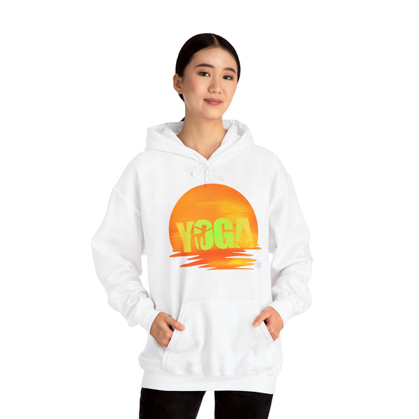 Yoga Sunset hoodie,  Yoga heavy blend hoodie with Kangaroo pocket, full colour, 6 colours, 50% Cotton and 50% Polyester, AUS-CAN-USA warehouse, local post.