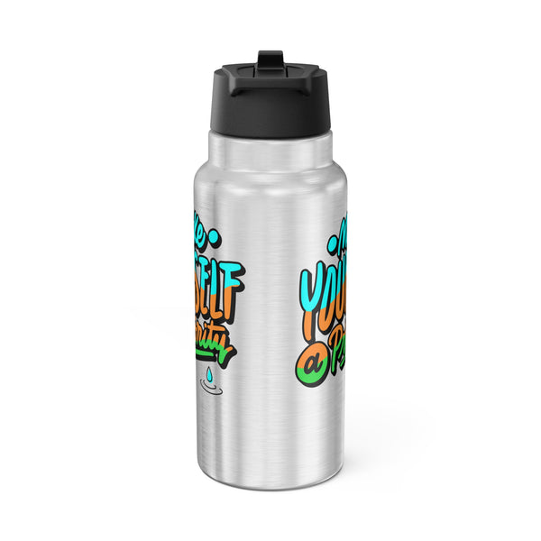 Water bottle Make yourself a priority, Water bottle or Favourite beverage, Drinking straw included, Stainless steel bottle, Gator Tumbler, 32oz (0.95L), US Post.