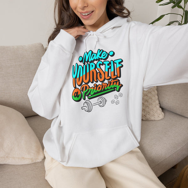 Make yourself a priority Hoodie, Gym Hoodie, Heavy Blend™ Hooded Sweatshirt, Kangaroo pocket, 6 colours, AU warehouse.