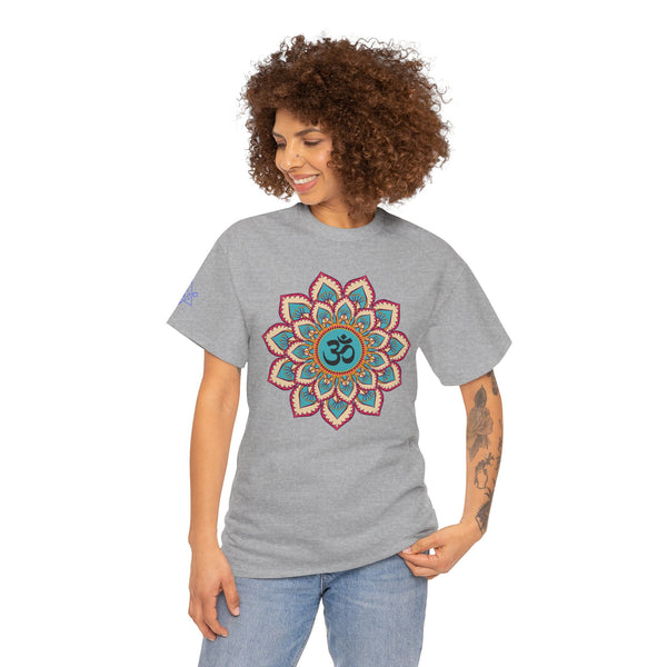 Floral Mandala T-shirt, OM symbol T-shirt, Heavy Cotton Tee, 7 different colours, 100% Cotton.