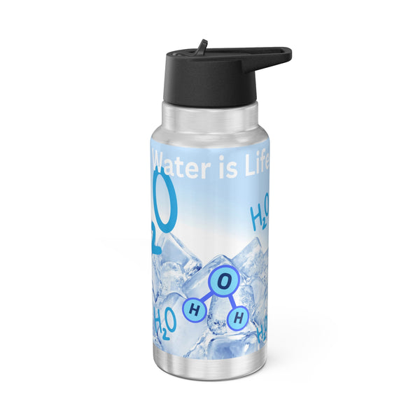 Water Bottle or Favourite beverage, Drinking straw included, Stainless steel bottle, Gator Tumbler, 32oz (0.95L), US Post.