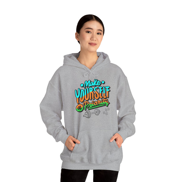 Make yourself a priority Hoodie, Gym Hoodie, Heavy Blend™ Hooded Sweatshirt, Kangaroo pocket, 6 colours, AU warehouse.