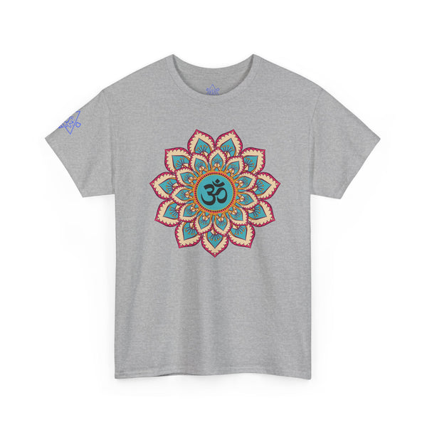 Floral Mandala T-shirt, OM symbol T-shirt, Heavy Cotton Tee, 7 different colours, 100% Cotton.