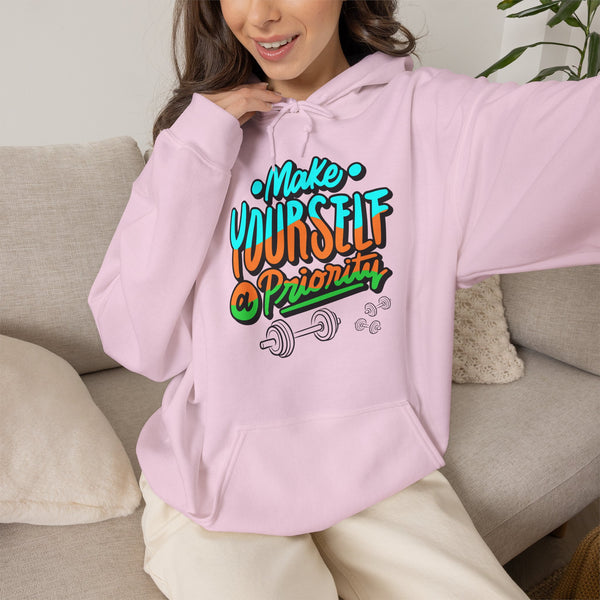 Make yourself a priority Hoodie, Gym Hoodie, Heavy Blend™ Hooded Sweatshirt, Kangaroo pocket, 6 colours, AU warehouse.