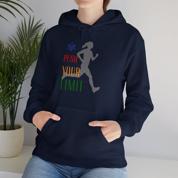 Push your limit Hoodie, Runner hoodie,  heavy blend hoodie with Kangaroo pocket, 5 Colours, 50% Cotton and 50% Polyester.
